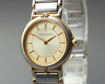 Vintage near mint yves saint laurent 2200-228481 24mm gold quartz women's watch