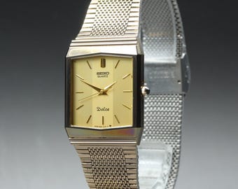 Vintage 1985 near mint seiko dolce 9521-5170 gold two tone 27mm qz men's watch