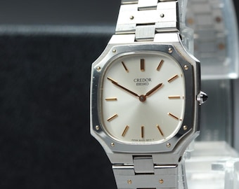Vintage 1980 near mint / box seiko credor 8420-5010 silver quartz women's japan