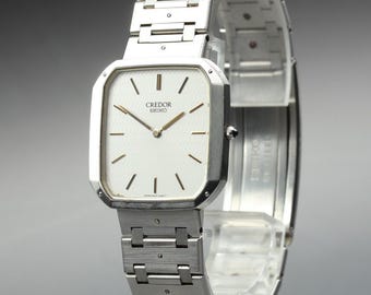 Vintage 1983 seiko credor 9300-5080 silver dial quartz men's watch from japan