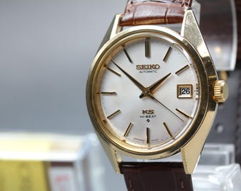 Oh serviced vtg 1974 king seiko hi-beat 5625-7113 white gold date automatic mens