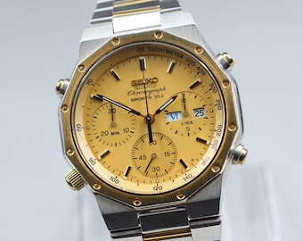 Vintage 1985 near mint seiko chronograph sports 7a38-702a royal oak quartz men's