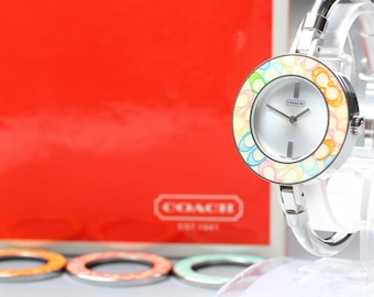 Near mint / full set coach change bezel 0274 rainbow 3 quartz womens watch japan