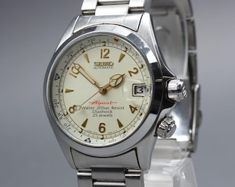 Near mint seiko alpinist 4s15-6000 scvf007 ivory 38mm automatic mens watch japan