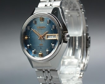 Vintage 1973 near mint seiko lord matic lm 5606-7290 blue kanji at men's watch