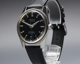 Rare oh vintage 1965 king seiko chronometer 49999 first model black hand winding