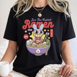 Jax Purple Rabbit Ramen Unisex T-Shirt // The Amazing Digital Circus Cartoons // TADC // Pomni // Kinger // Zooble // Ragatha // Gangle