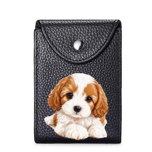 Custom Pet Portrait Leather Wallet, Hand-Painted Dog Cat Art, Genuine Cowhide Keepsake
