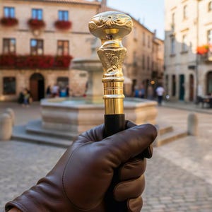 Personlig handgjord mässingsknopp med handtag: Käpp i lövträ, cosplay-rekvisita, resegåva
