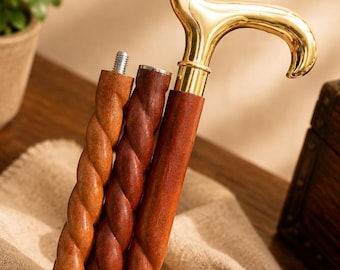 Personalized Handmade Vintage Victorian Walking Stick, Brass Derby Handle, Gentlemen Cane