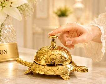 Vintage BOJ Eibar Espana Turtle Bell, Brass, Wind up Hotel Ringer