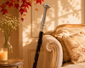 Personalized Handmade Wooden Walking Stick, Brass Handle Cane, Collectible Mobility Aid, father's day gifts