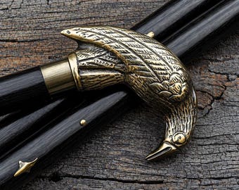Personalized Handmade Brass Bird Head Walking Cane – Gentleman’s Walking Stick, Travel Gift