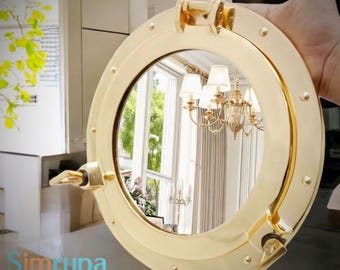 Handmade Solid Aluminum Ship Porthole Mirror : Nautical Porthole Coastal Wall Home Décor