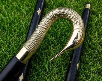 Personalized Handmade Vintage Walking Stick, Swan Handle, Gentleman Cane, Wooden Luxury Travel Gift Men