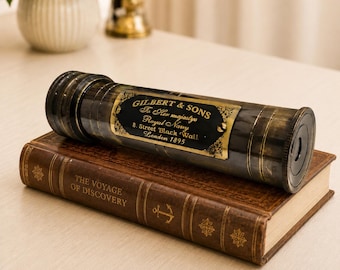 Handmade Brass 6" Inch Kaleidoscope Nautical Vintage Collectible with Leather Case Birthday, Christmas, Gift