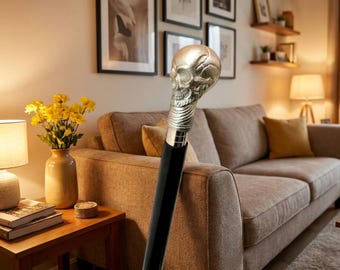 Personalized Handmade Skull Head Handle Walking Cane – Gentleman Cane, Wooden Luxury Travel Gift Men