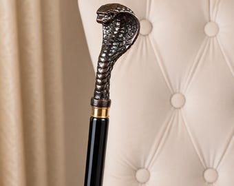 Cobra Head Walking Stick, Aluminum Snake Handle, Vintage walking Travel Cane, father's day gifts