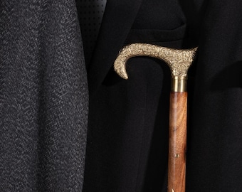 Handmade Vintage Victorian Adjustable Walking Stick, Brass Derby Handle, Gentlemen Cane,