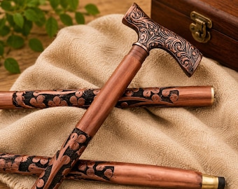 Personalized Handmade Vintage Victorian Walking Stick, Brass Derby Handle, Gentlemen Travel Cane