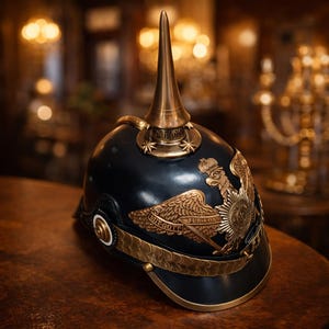 Handmade German Prussian Pickelhaube Helmet – Imperial Officer Leather Wearable Historical Replica