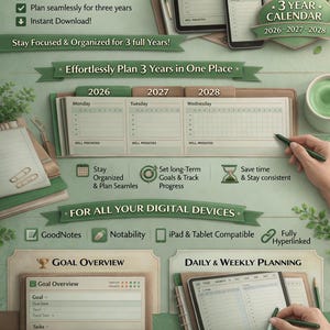 Planificador digital multianual todo en uno 2026-2028