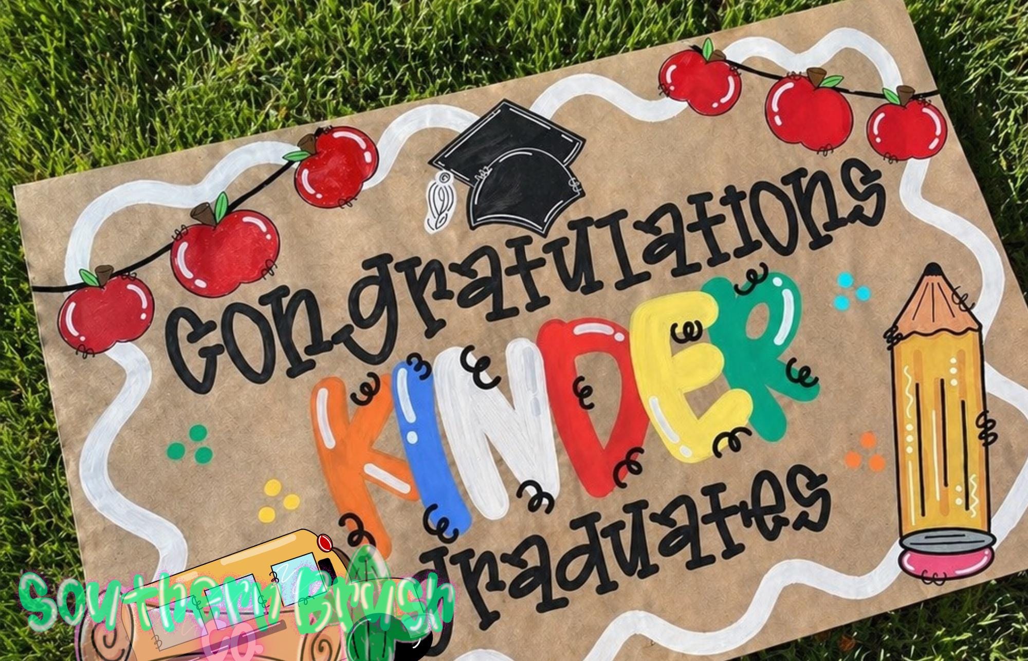Kinder Graduation Sign Hand Painted Kindergarten Graduation Banner | Class Graduation Banner ...