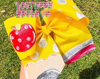 Custom Hand painted Back To School - Pencil Hair bow