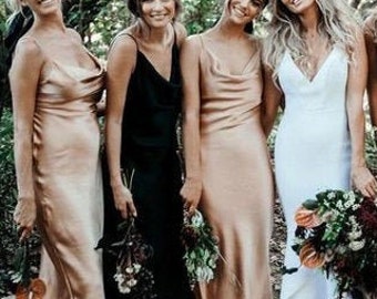 copper satin slip dress