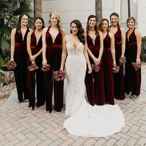 burgundy bridesmaid jumpsuit
