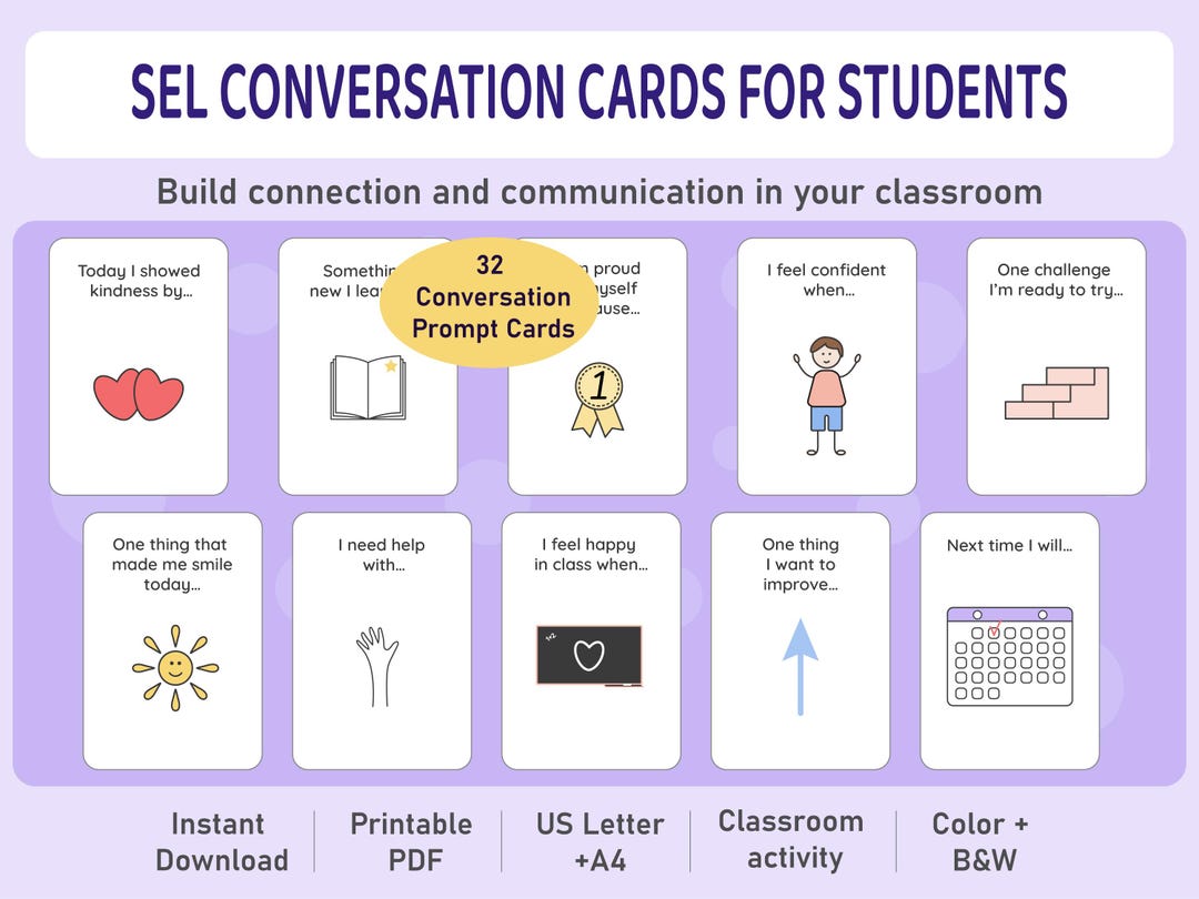 SEL Conversation Cards for Kids | Feelings Discussion Cards | Classroom ...