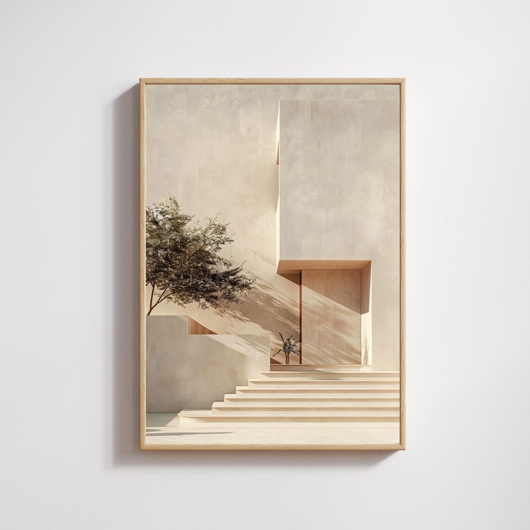 Minimalist Architectural Art Print, Sunlit Wall Decor, (digital ...
