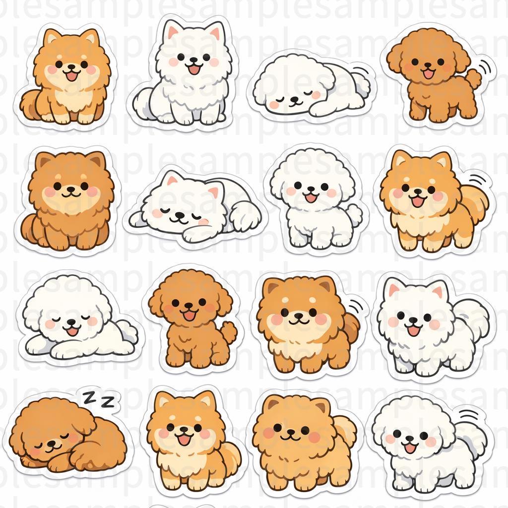 Kawaii Fluffy Dog Stickers | Pastel Puppy Planner Die Cuts (20 PNG) - Etsy