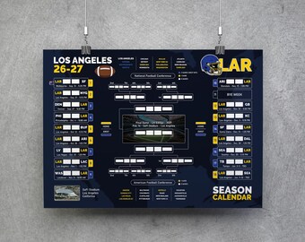 Voetbalkalender Los Angeles 26-27, printbare wandkaart, voetbalwedstrijdschema, Los Angeles voetbaltoernooischema, Los Angeles plannerposter