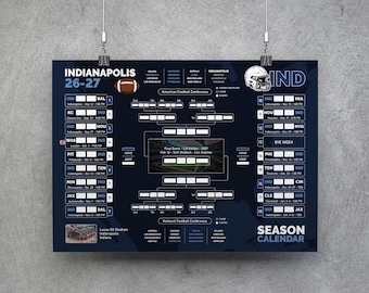 Indianapolis voetbalkalender 26-27, printbare wandkaart, voetbalwedstrijdenprogramma, Indianapolis voetbaltoernooischema, Indianapolis planner