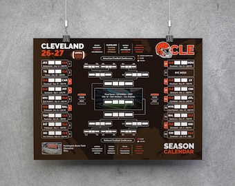 Cleveland voetbalkalender 2026-2027, printbare wandkaart, wedstrijdschema, Cleveland voetbalbracket, Cleveland plannerposter
