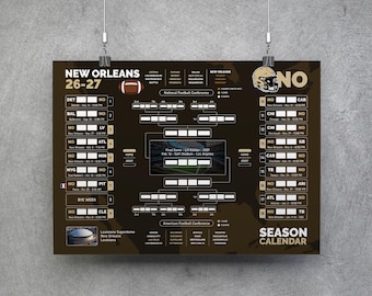 Voetbalkalender New Orleans 26-27, printbare wandkaart, wedstrijdschema, speelschema New Orleans, plannerposter New Orleans