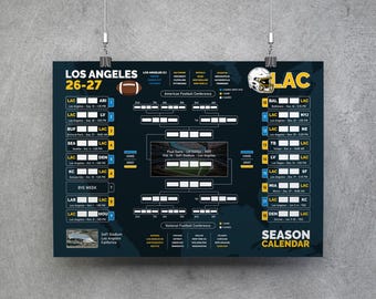 Voetbalkalender Los Angeles 26-27, printbare wandkaart, voetbalwedstrijdschema, Los Angeles voetbaltoernooischema, Los Angeles plannerposter