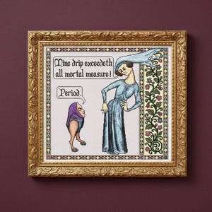 The Drip - Medeltida manuskript Gen Z slang korsstygnsmönster (PDF-nedladdning)