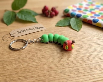 Schlüsselanhänger Raupe Nimmersatt Dekofigur Flexi – 3D Druck aus PLA – Handgemacht