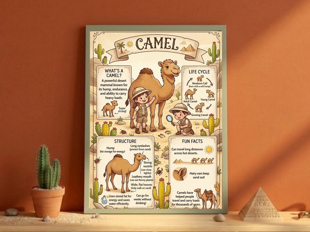 Camel Life Cycle Printable Poster for Kids | Desert Animal Learning ...