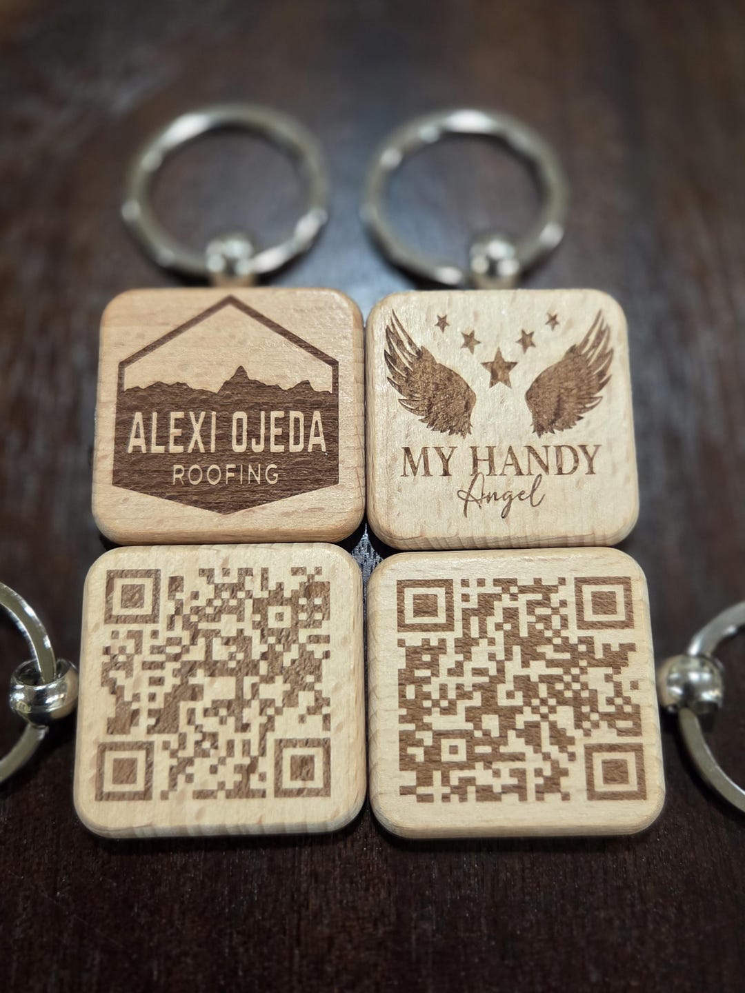 Custom Engraved Wooden Keychain With Logo or QR Code – Business ...
