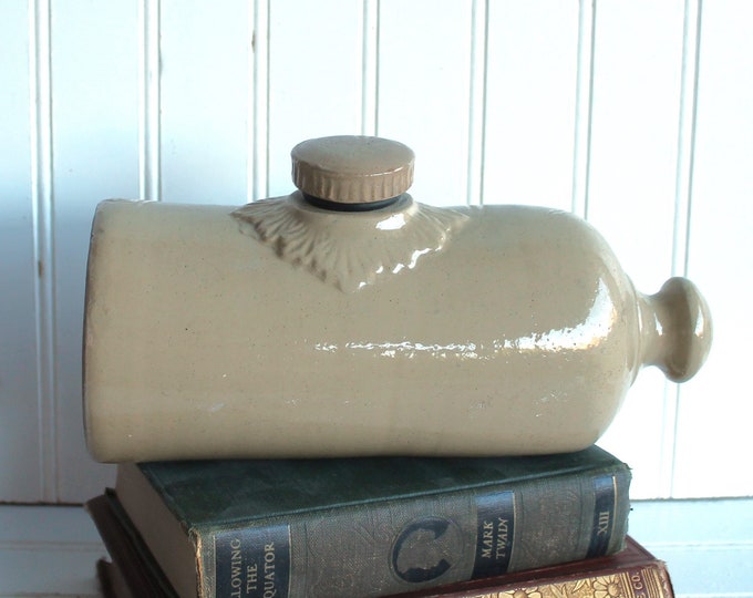 Antique Crockery Hot Water Bottle Bed Warmer Foot Warmer Stoneware, English Crock, Colonial