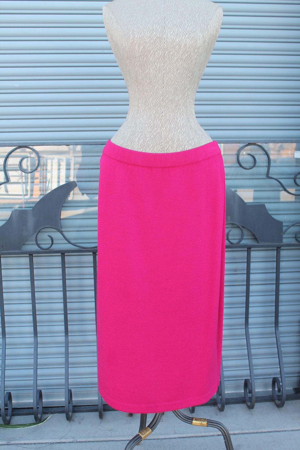 Vintage St. John Knit Skirt Suit in Fuchsia Pink American Etsy