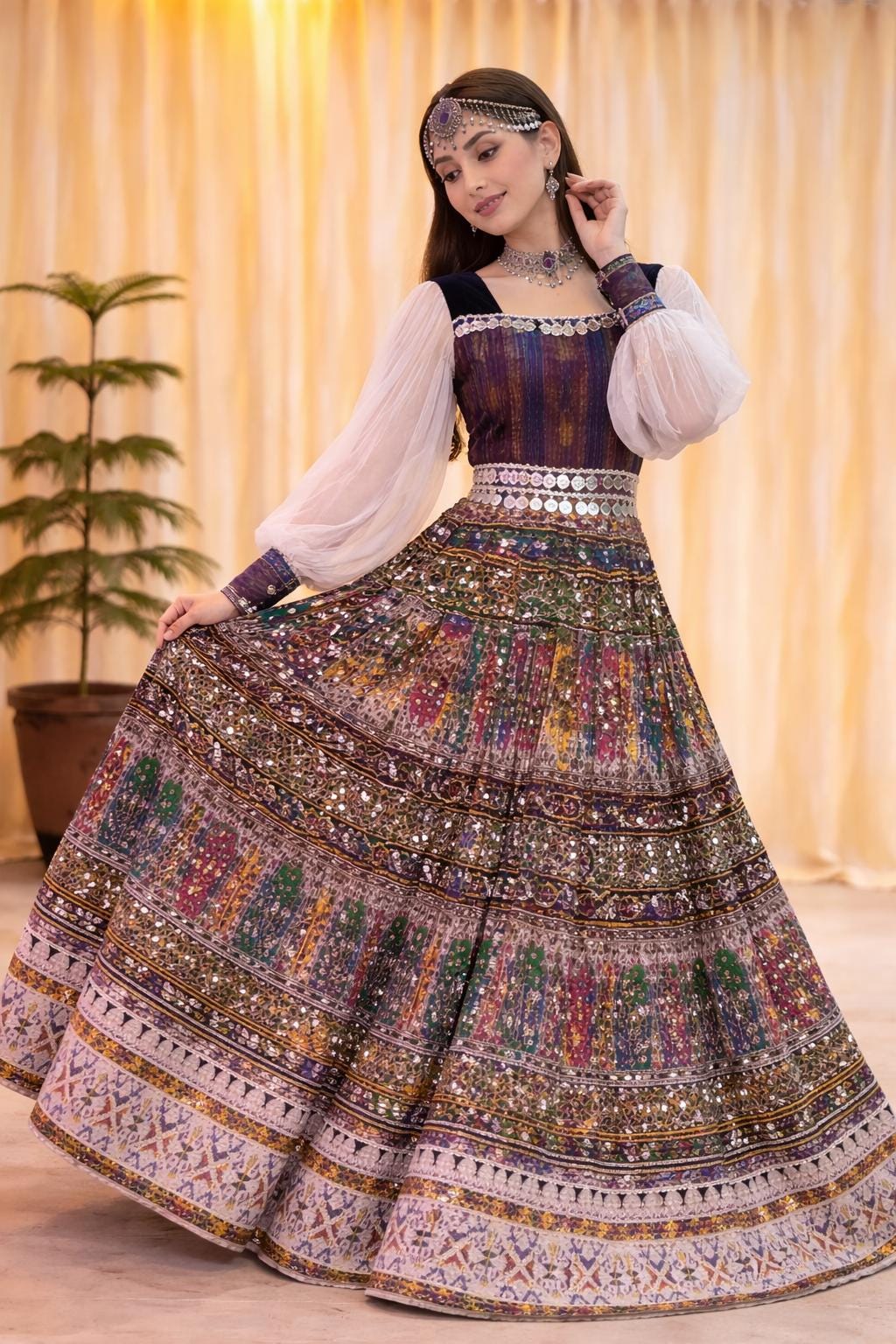afghani maxi dress Embroidered Afghan Dress: Handmade Kuchi Gown with Maroon Detail