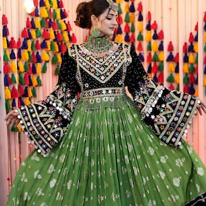 eyeshadow for emerald green dress Pista Green Maroon Kids Ethnic Party Gown with Dupetta and Belt PG360 main image 0