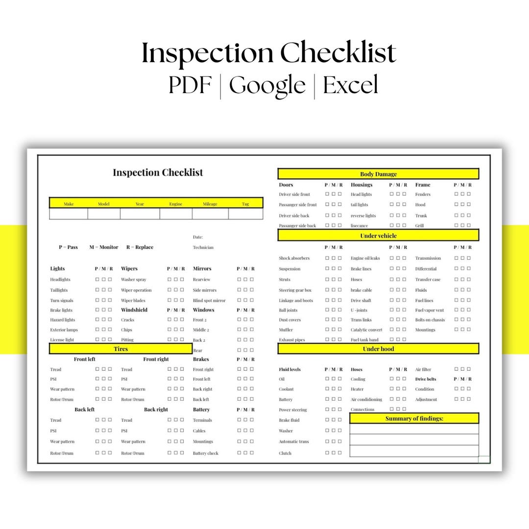 Auto Repair Shop Multi Point Checklist.pdf Auto Repair Inspection Checklist | Vehicle Service Form (printable PDF ...