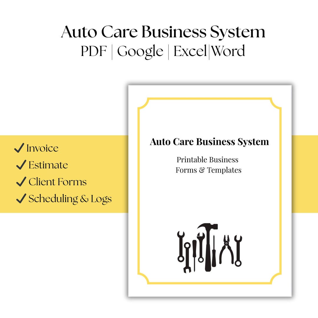 Auto Mechanic Forms Bundle | Invoice, Estimate, Work Order, Repair Log ...