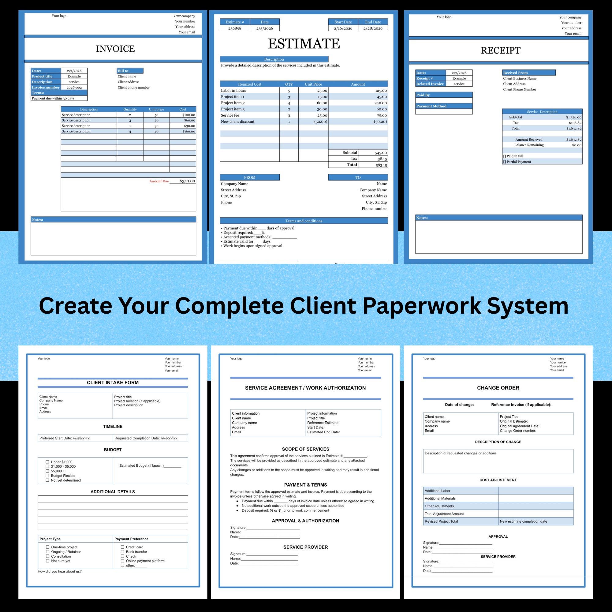 Client Intake Form Template | Editable Word & Google Docs | Small ...