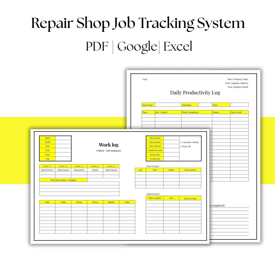 Mechanic Labor Guide Log Mechanic Work Log & Daily Productivity Tracker | Auto Repair Job ...